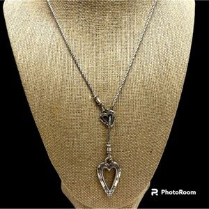 Excellent Condition Brighton Silver Tone Double Heart Necklace